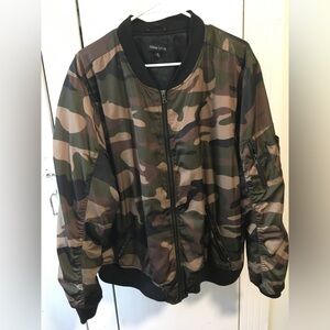 New Look Green and Brown Camo Bomber Jacket